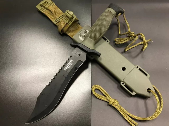 Defender Extreme 12" BOWIE Hunting Knife Fixed Blade TACTICAL SURVIVAL w/ SHEATH