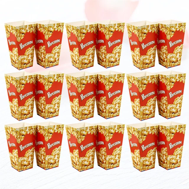 100 piezas Suministros de papel fiesta de cumpleaños Contenedor de palomitas de maíz rojo