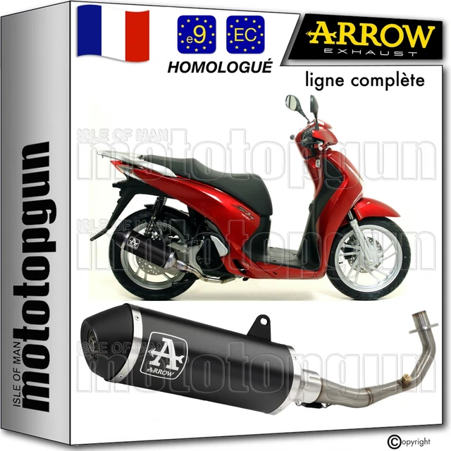 Ligne Complète D'échappement ARROW Thunder Aluminium Noir - Pour Honda CBR 125 R 2004-2010 - Homologuée Open