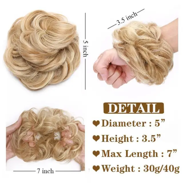 Natural Curly Messy Bun Hair Piece Scrunchie Updo Hair Extensions Real as Human 3