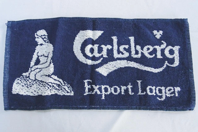 Vintage Bar Towel Carlsberg Export Lager 1970s Breweriana Advertising 70s 80s