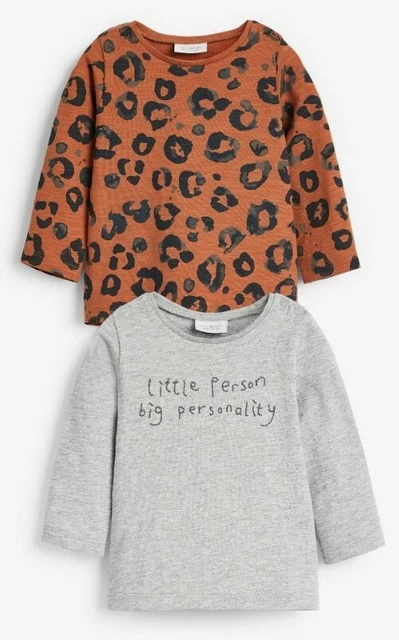 Bnwt Next Baby Long Sleeve T Shirts 2Pack Newborn grey animal print unisex first