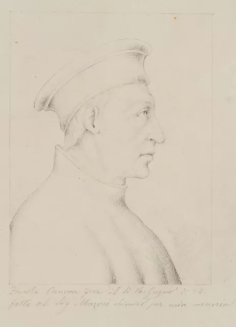 Porträtstudie im Renaissance-Stil, um 1830, Bleistift Unbekannt (19.Jhd)