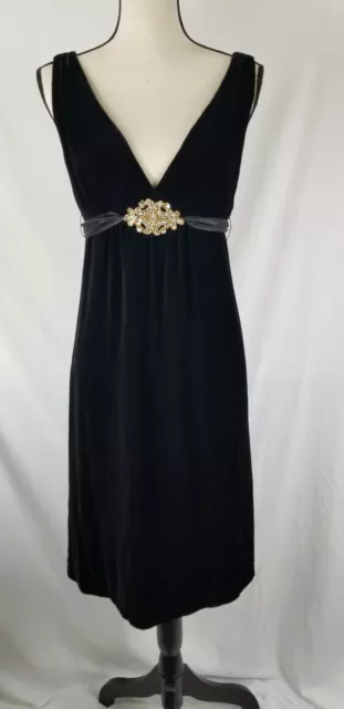 Laundry Shelli Segal NWT Womens Black Velvet Sleeveless Empire Waist Dress Sz 6