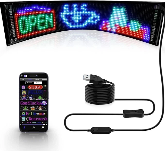 Programmable Huge Bright LED Signs, 27''x5'' Scrolling USB 5V LED Store Sign,