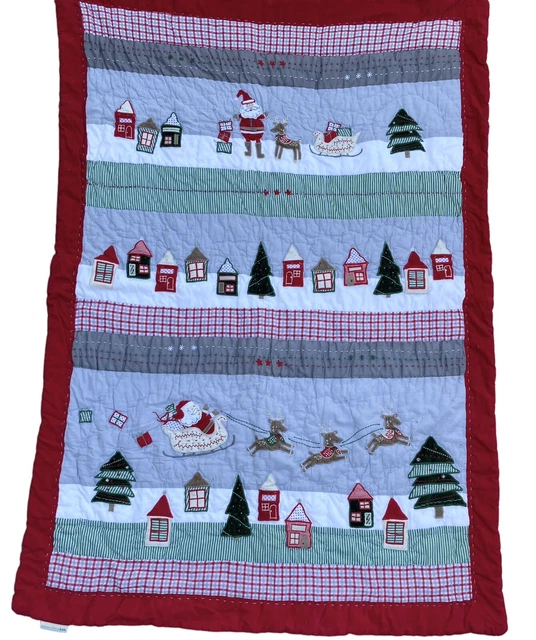 "Manta de edredón para cuna de Navidad para niños pequeños Pottery Barn árboles de Santa 35"" X 50"""