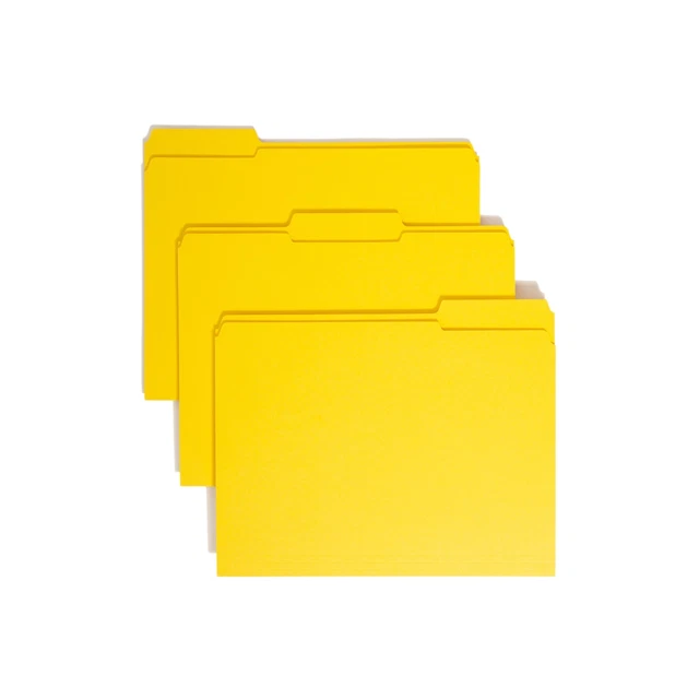 File Folder,1/3 AST 2-Ply Tab Cut,Letter,100/BX,Yellow