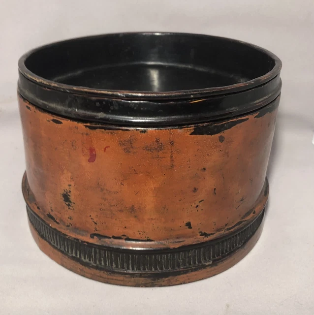 Antique Betel Box Burma 1800s Lacquered Bamboo 2 Tray Inserts Asia