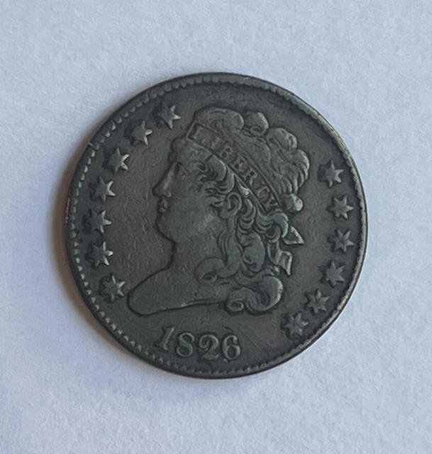 1826 Classic Head Half Cent Mintage 234,000 Rotated 80 Degrees See Pics