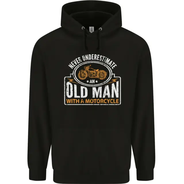 Old Man With a Motorcyle Biker Motorcycle Mens 80% Cotton Hoodie
