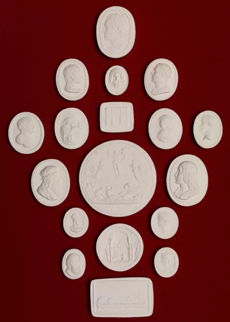 #12. 18 Grand Tour Cameos plaster intaglio Gem Medallions seal Classic Impronte