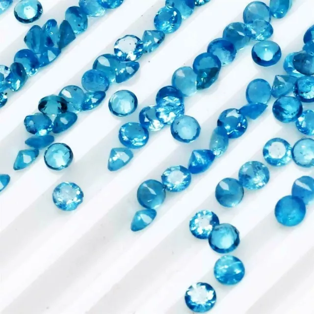 Wholesale Lot 1.8mm to 2.5mm Round Facet Blue Apatite Loose Calibrated Gemstone