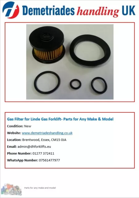 Gas Filter for Linde Gas Forklift- Parts for Any Make & Model