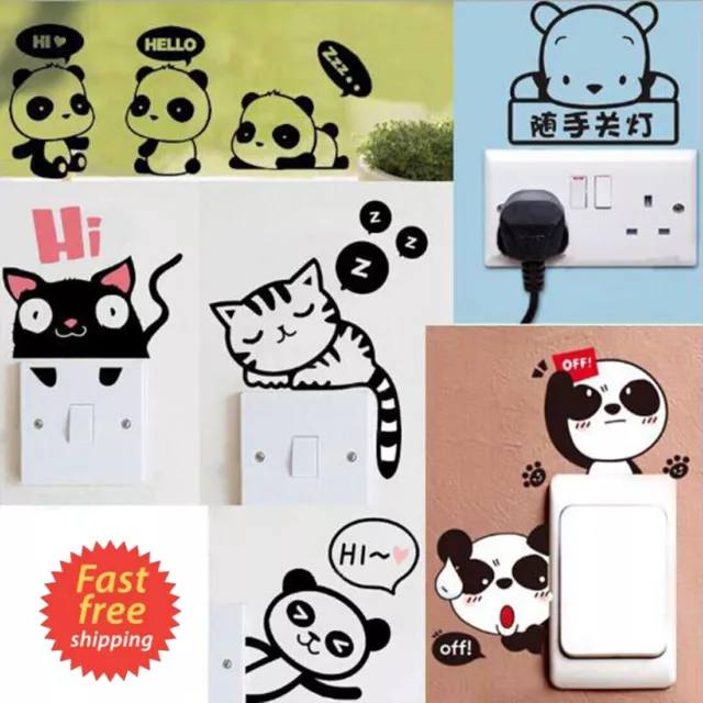 1PC Switch Sticker Decal Cute Panda Wall Window Sticker Home Decor Accessories