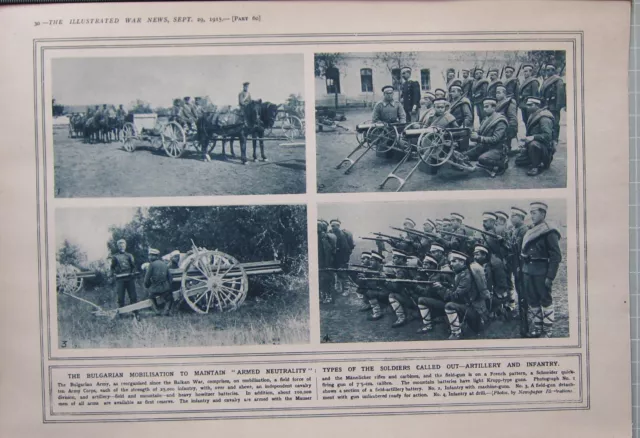 1915 Wwi Ww1 Print Bulgarian Mobilisation Artillery & Infantry