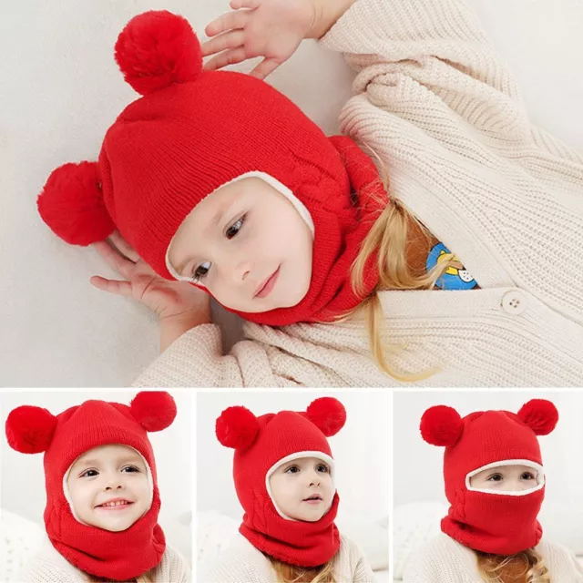 Hat Scarf Set Earflap Cap Knitted Cap Kids Beanies Hat For 2-7 Years Old