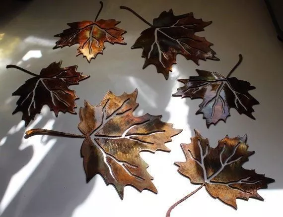 Maple Leaves (Set of 6) - Metal Wall Art - Copper Size Varies Per Piece