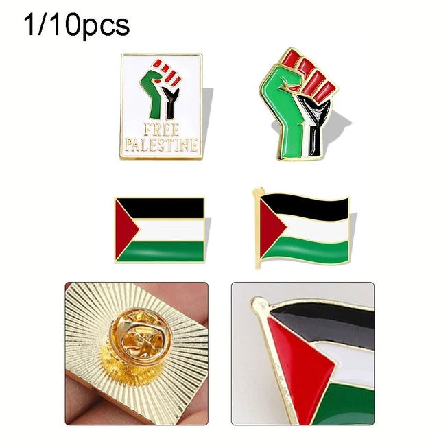 10-Piece Set: Turkey & Palestine Flag Friendship Lapel Pins – White Background (Unisex) main image 0