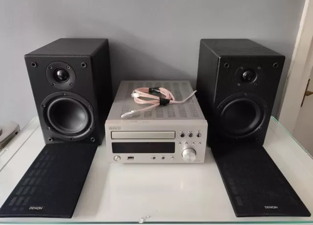 DENON RCD-M37DAB CD Receiver & SC-M37 Speakers System Silver - Tested