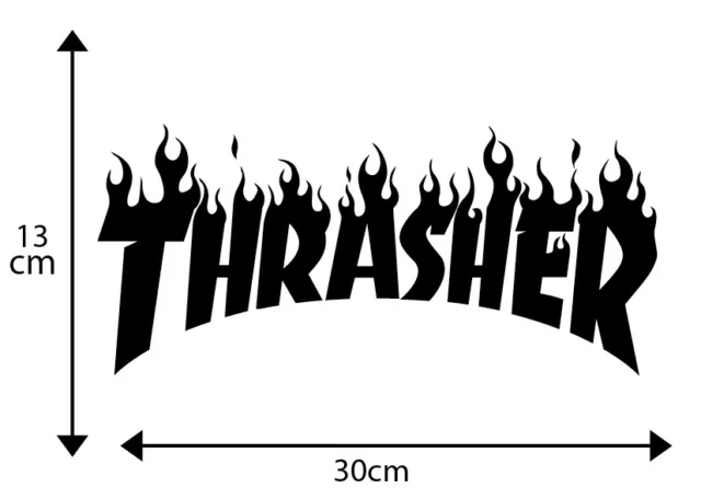 X2 BIG 'THRASHER Flame' Vinyl Decal Sticker Snowboard Car Skate Motocross