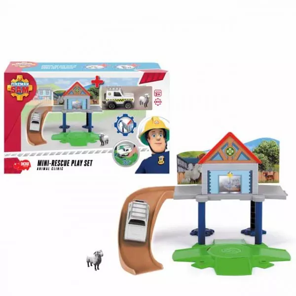 Spieleset Feuerwehrmann Sam mit Haus Rampe Jeep + Zubehör mit Schaf für Kinder