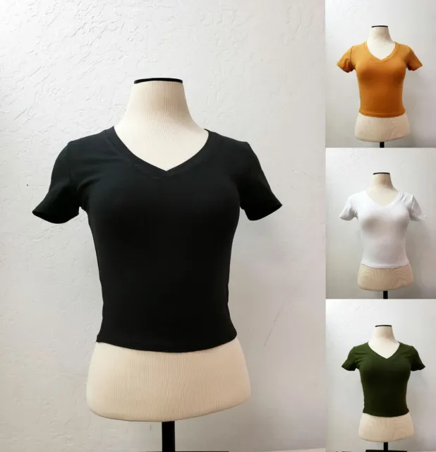 Women T-Shirt Summer Round Neck Short Sleeve Solid Slim Casual Blouse Loose  Tops 