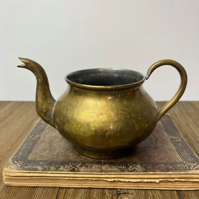 Vintage Small Tea, Water, Coffee Kettle Pot Copper Brass 3.5" Tall