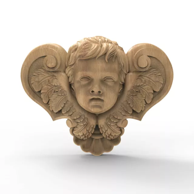 Wooden Angel Cherub Hand Carved Vintage Furniture Applique Center Piece Ornament 2