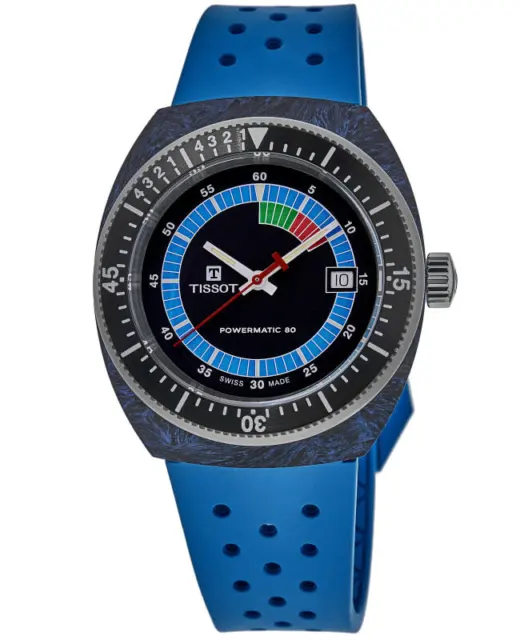 New Tissot Sideral S Powermatic 80 Blue Rubber Men's Watch T145.407.97.057.01