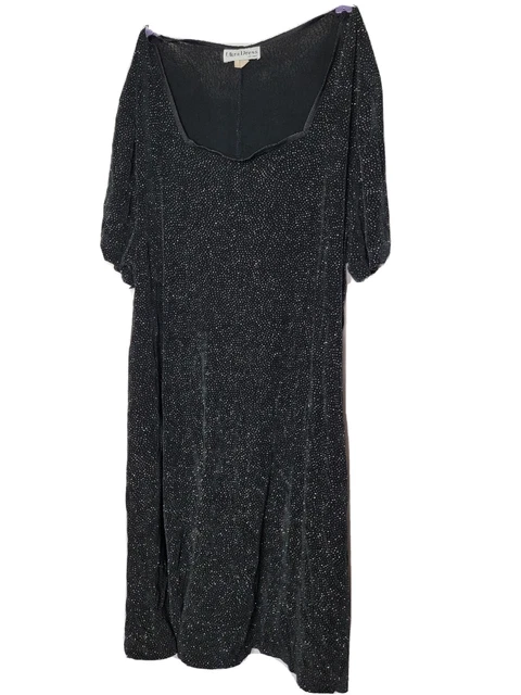 Vintage Long Ultra Dress New York Gown Black Sparkle 24W Made in USA 80s 90s