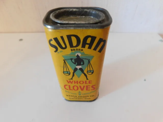 Sudan Brand Ground Cloves Cardboard Tin Wesco Foods Spice Box ©1931