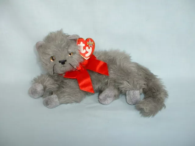 TY BEANIE BABIES BEANI THE GREY CAT Cuddly Soft Plush Toy With Tag PERSIAN/BABY