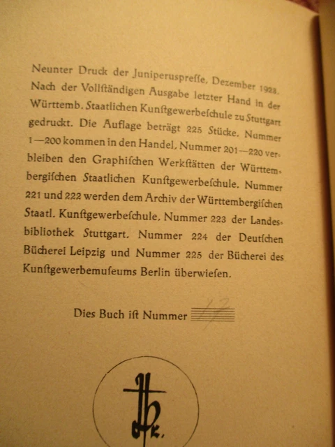 GOETHE Pressendruck JUNIPERUS PRESSE 1924 Leder Handeinband MEISTEREINBAND 11