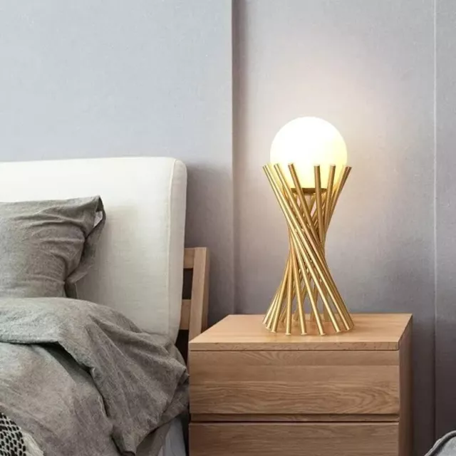 Lampada Da Tavolo Design Sfera Vetro Tubi Bronzo IP20 Da Interni Comò Attacco G9 3