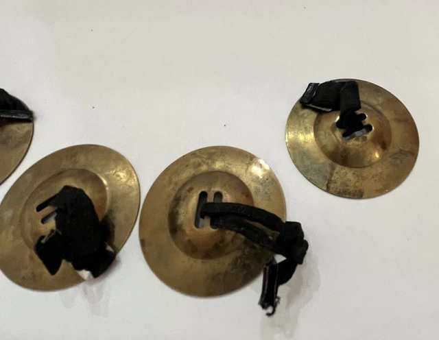 Vintage Solid Brass Finger Cymbals Set Of 4