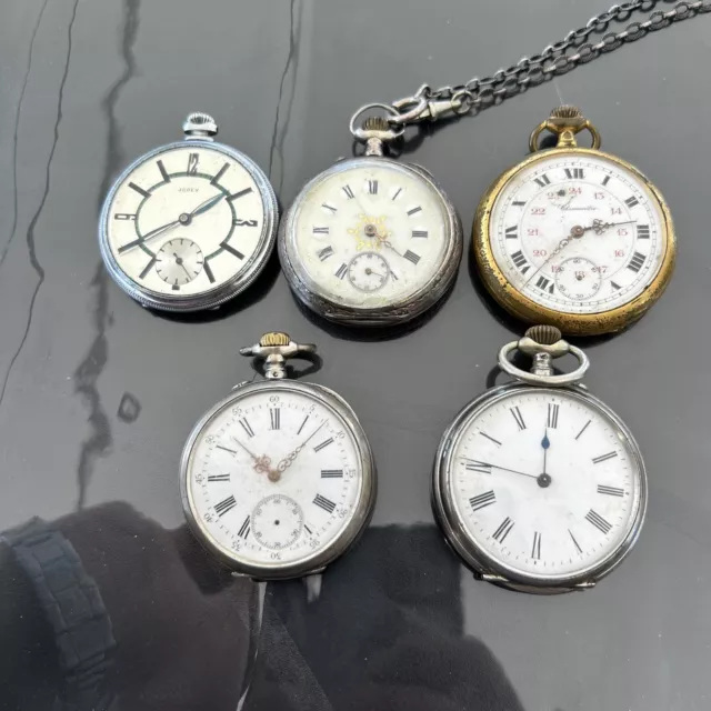 Lot De 5 Montres Gousset Dont 2 En Argent