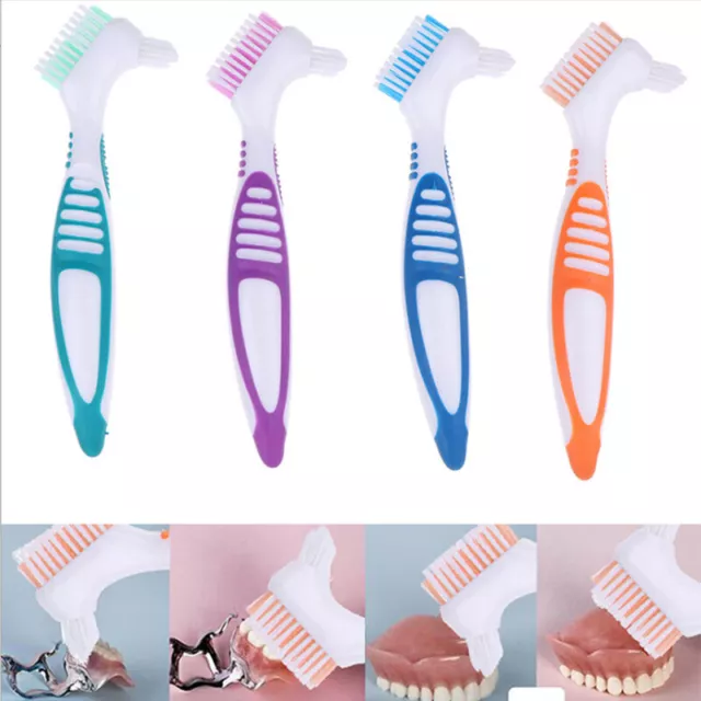 Brosse De Nettoyage De Dentier 4 Morceaux Pour La Poignée Confortable De *