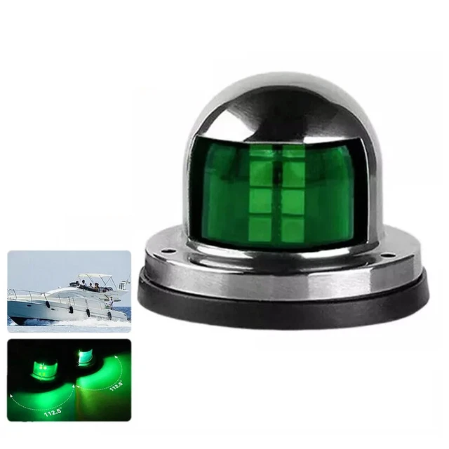 Feu De Navigation Bateau Ancien – Chromé, Rouge Et Vert, étoile Et Ancre, Marin