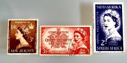 Australia, S.AFRICA NEW ZEALAND Coronation QE II, 2nd June 1953 Used HARIASTAMP
