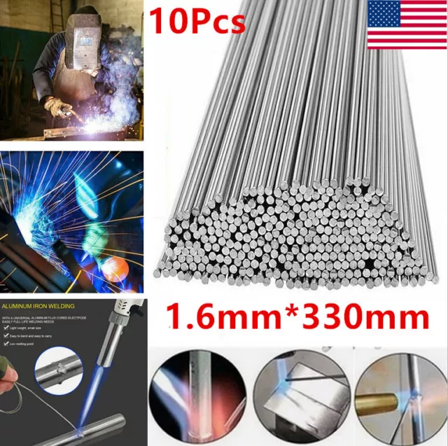 10Pcs Easy Melt Welding Rods Low Temperature Aluminum Wire Brazing 1.6*330mm US