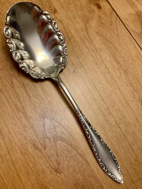 Vintage Roger’s &  Bros Silverplate Ornate Scalloped Serving Spoon 9”