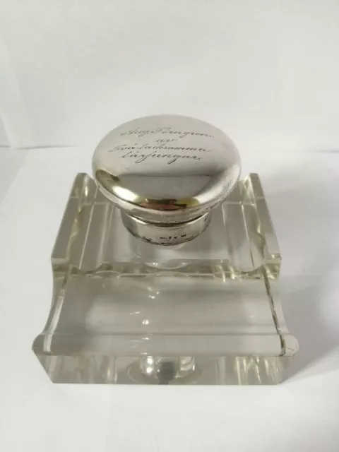 ANTIQUE SWEDISH SOLID Silver Glass Inkwell - GAB, Stockholm, 1912 $284. ...