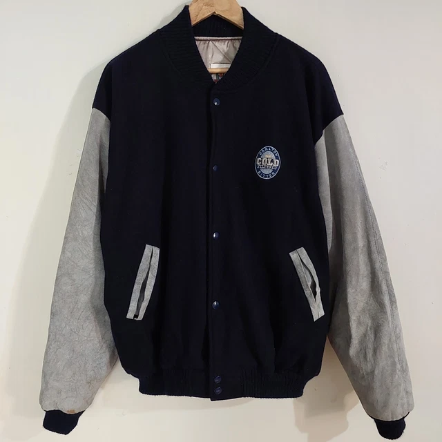 VINTAGE CARLTON COLD Beer Leather/Wool/Satin Letterman Varsity Jacket