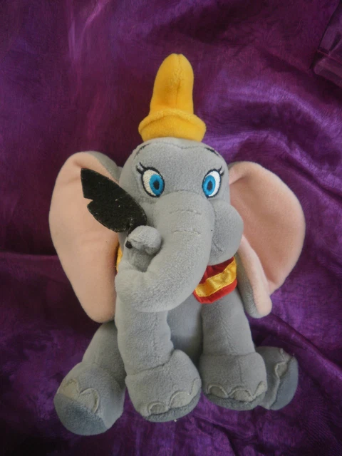 Doudou peluche dumbo elephant gris jaune noir rouge DISNEY