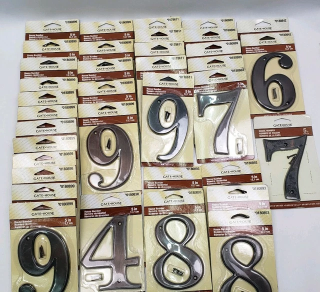 Lot Of 35 Address House Numbers Aged Bronze 4,6,7,8 & 9