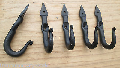 5 X Wrought Iron Hand Forged Old Style Coat Hook Hanger Kitchen Hanging