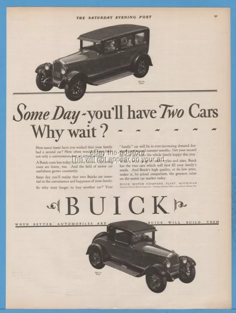 1927 Buick Motor Car Co Flint MI Body By Fisher GM TWO CARS Automobile Ad