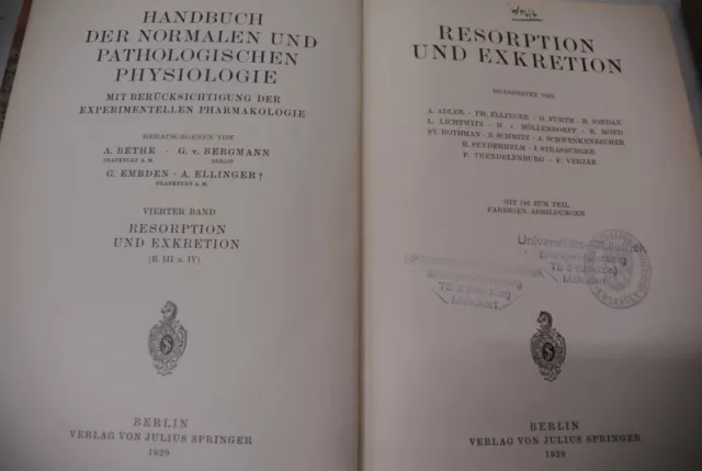 Resorption und Exkretion. (= Handbuch der normalen und pathologischen Physiologi