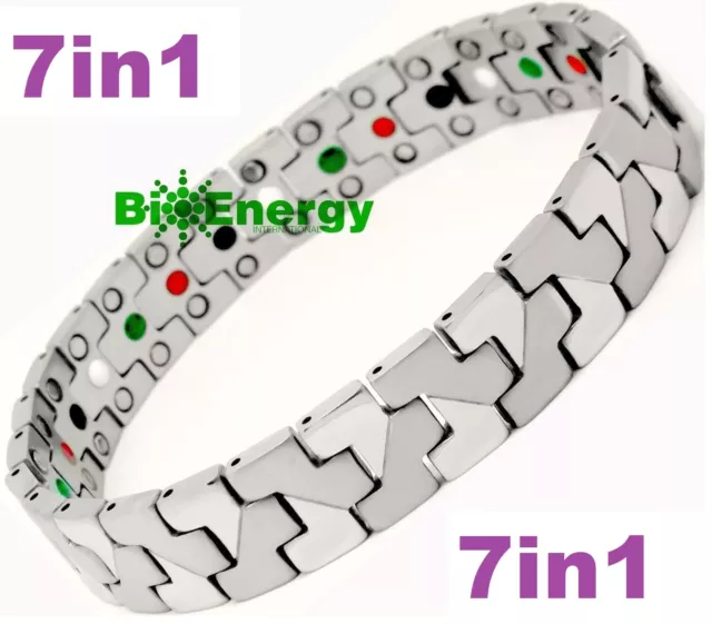 TITANIUM Magnetic Energy Armband Power Bracelet Health Bio 7in1 Bio