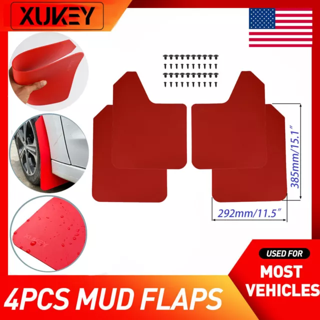 X4 Universal RED Car Mud Flaps Splash Guards Mudguards Mudflaps Rally Racing